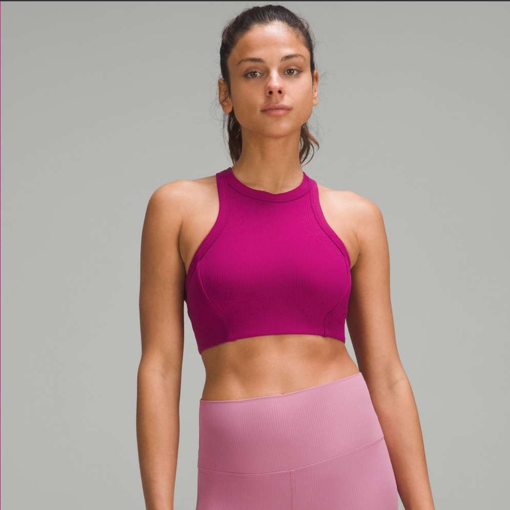 Lululemon 🍋 Ribbed Nulu High-Neck Yoga Bra B/C Cup Magenta Purple SZ 8 New